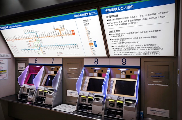 Japanese subway train system passenger information display screen