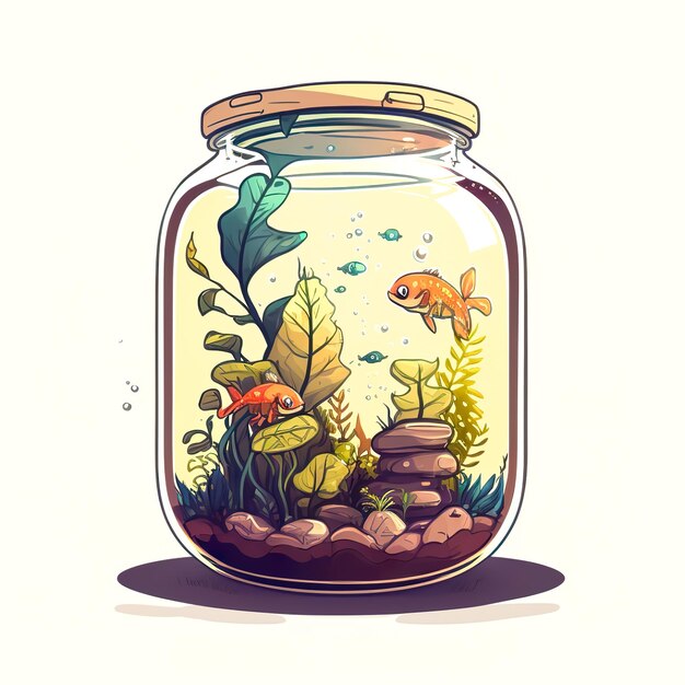 Jar with fish and seaweed generative AI