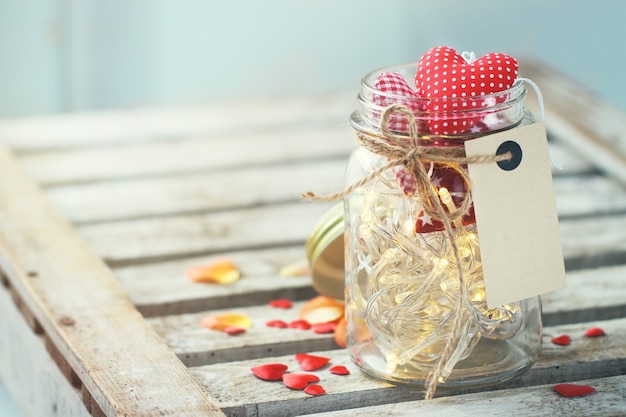 Free photo jar with lights and hearts