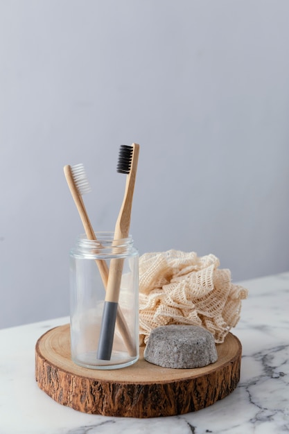 Jar with tooth brushes