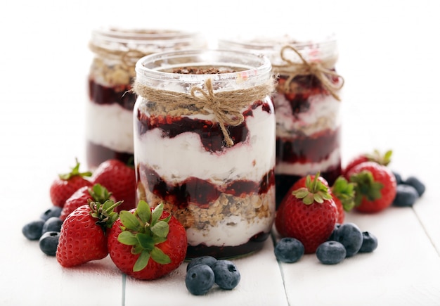 Jars with berries