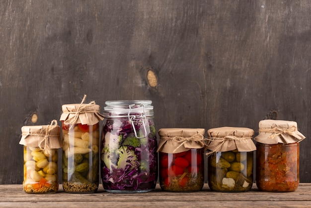 Free photo jars with preserved food arrangement