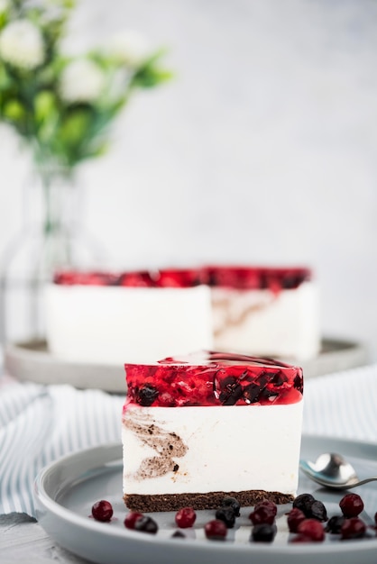 Jelly cake with flowers decoration