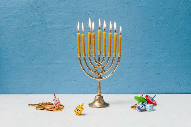 Free Photo jewish candlestick holder burning