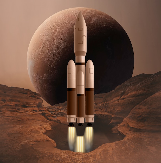 Free photo journey to planet mars concept