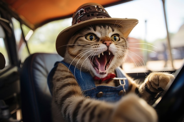 Free photo joyful cat having fun