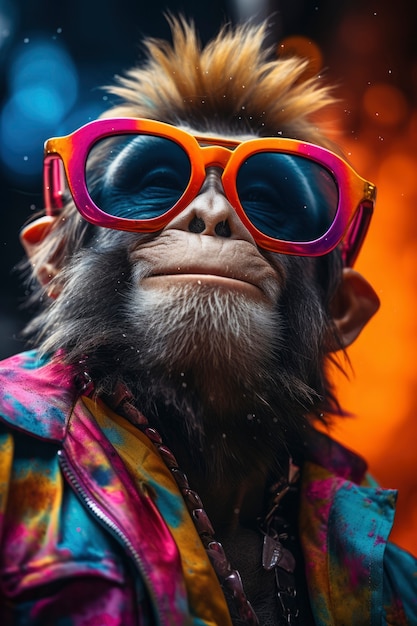 Free photo joyful monkey with glasses