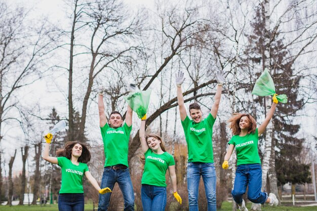 Joyful volunteers