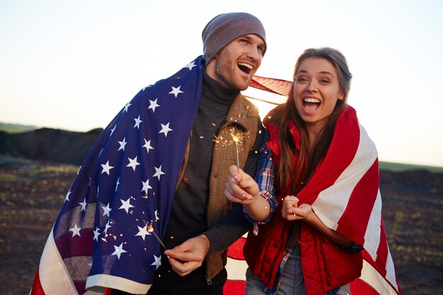 Free Photo joyous american couple in nature