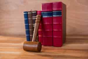 Free photo judges gavel with books