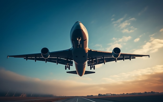 Free photo jumbo jet flying in the sky