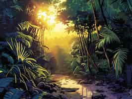 Free photo jungle landscape cartoon