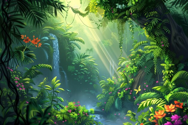 Jungle landscape digital art illustration