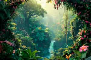 Free photo jungle landscape digital art illustration