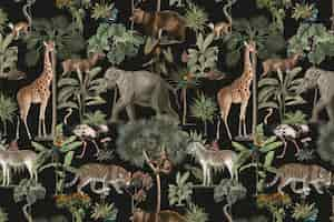 Free photo jungle pattern background wild animals