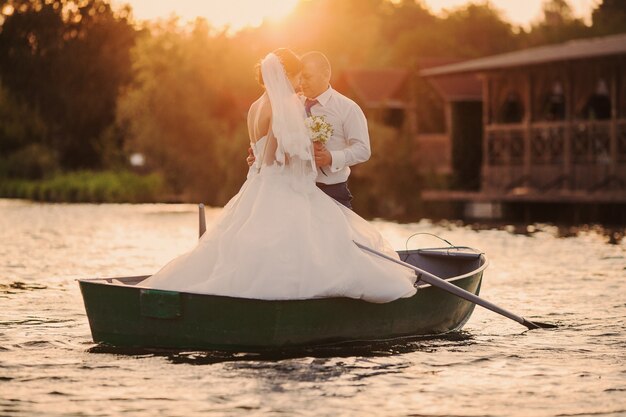 Just married in a boat