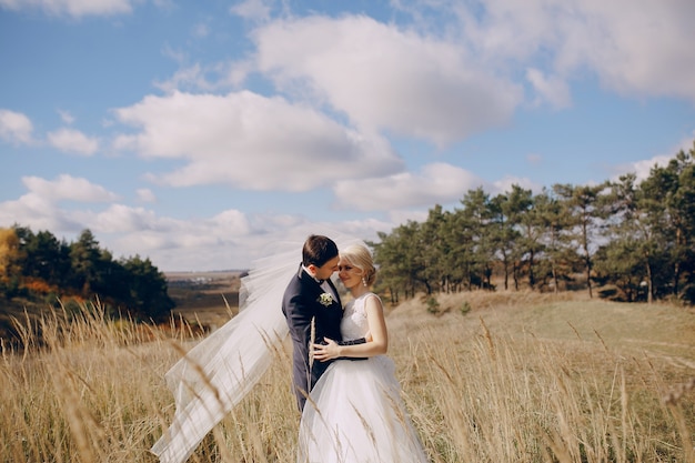 Free photo just married in a field