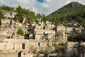 Free photo kayakoy village abandoned ghost town near fethiye turkey ruins of stone houses site of the ancient greek city of karmilissos from the 18th century