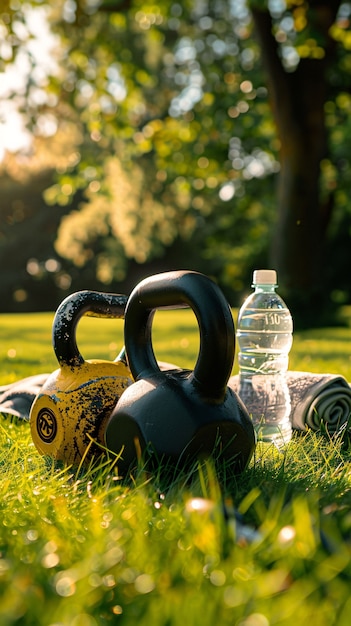 Free Photo kettlebell fitness still life