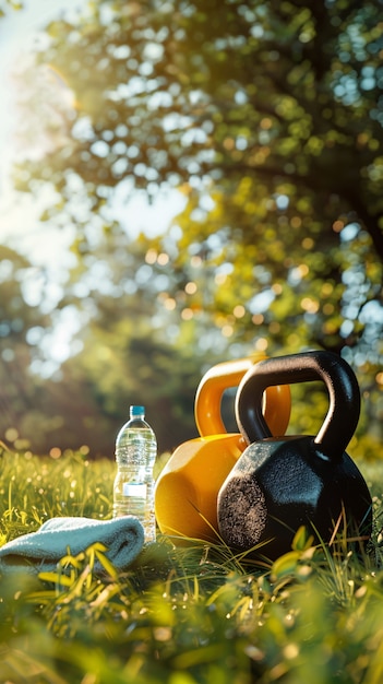 Free Photo kettlebell fitness still life