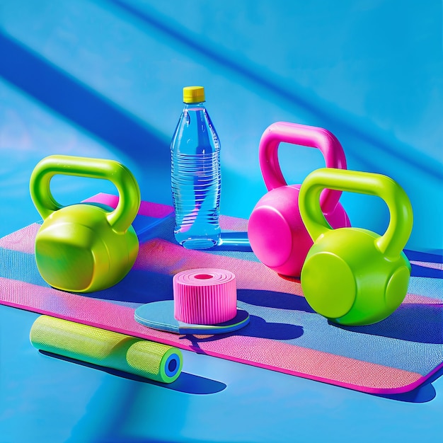 Free photo kettlebell fitness still life