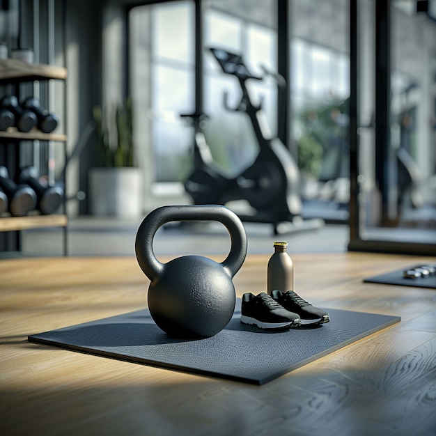 Free Photo kettlebell gym equipment still life