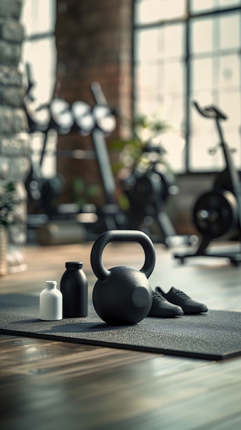 Free Photo kettlebell gym equipment still life