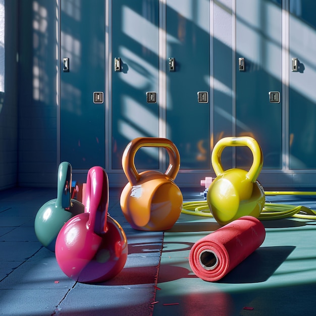 Free Photo kettlebell gym equipment still life