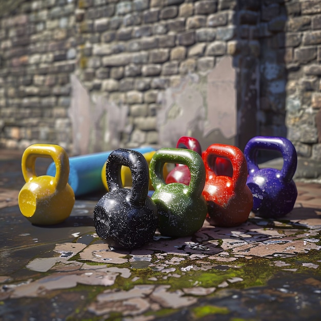 Free photo kettlebell gym equipment still life