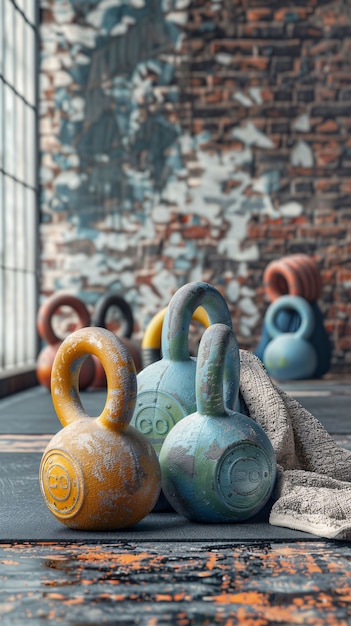 Free Photo kettlebell gym equipment still life