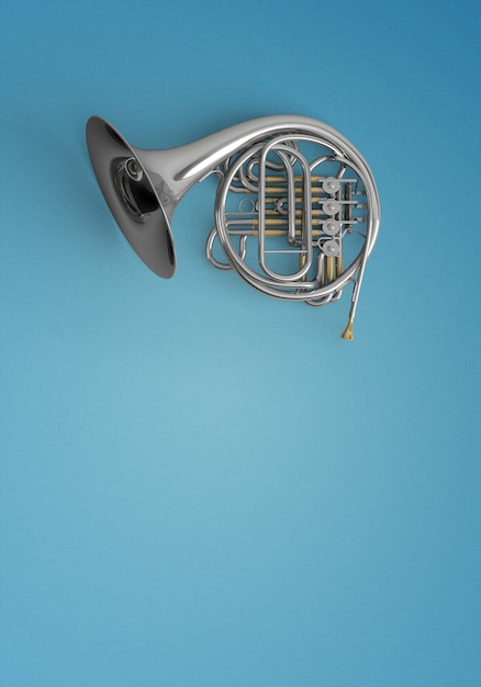 Free photo keyed trumpet on a blue background