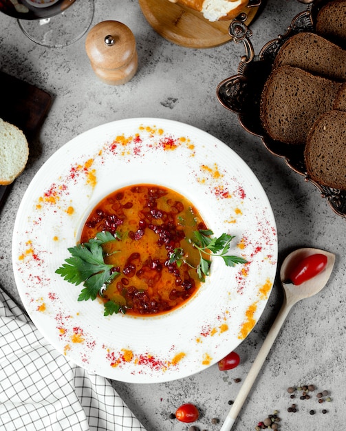 Kharcho soup with black bread