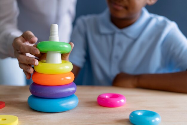 Kid doing a occupational therapy session