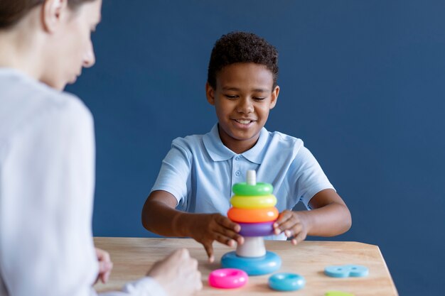 Kid doing a occupational therapy session