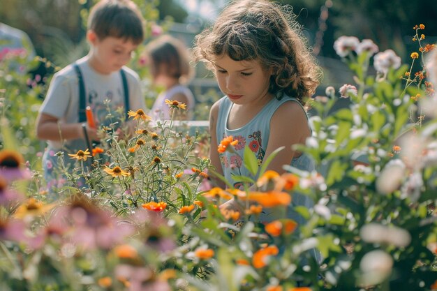 Kid learning to garden