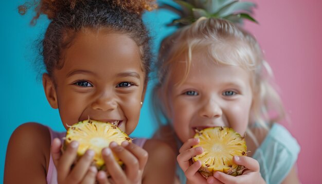 Free Photo kid with pineapple cinematic style