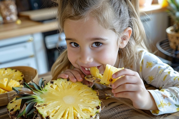 Free Photo kid with pineapple cinematic style