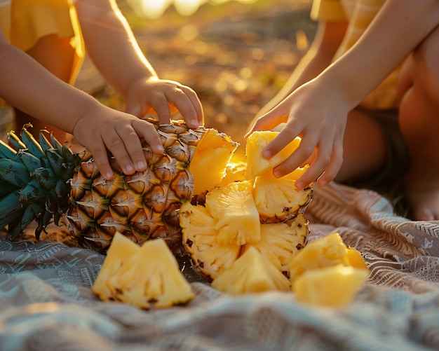 Kid with pineapple cinematic style