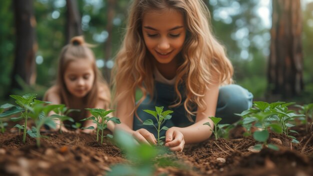 Kids caring and protecting mother earth for earth day