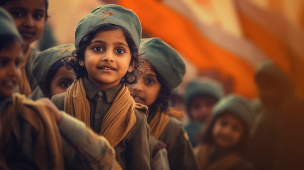 Free photo kids celebrating indian republic day