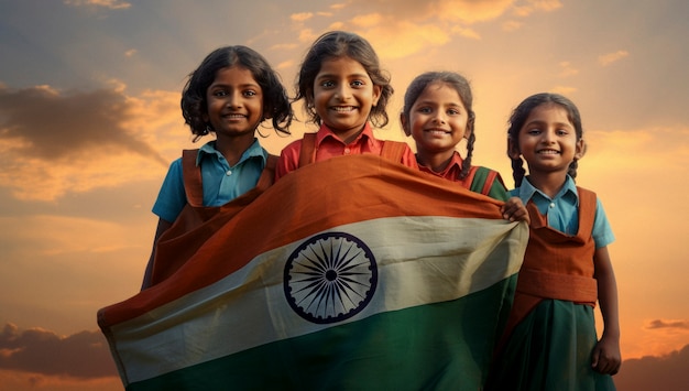 Free photo kids celebrating indian republic day