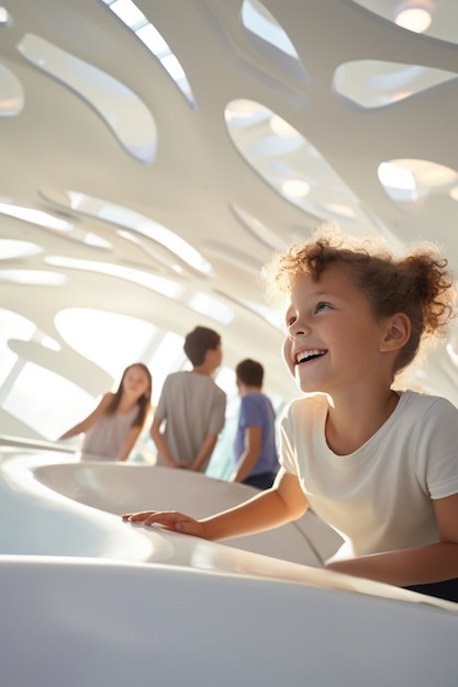 Free Photo kids in futuristic school classroom