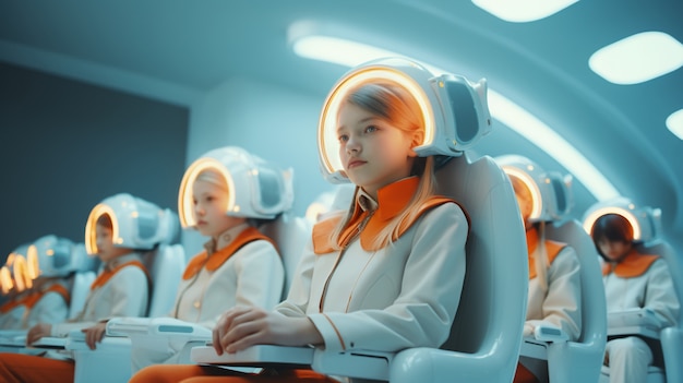 Free Photo kids in futuristic school classroom