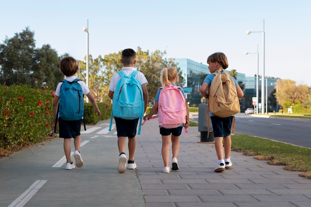 Kids getting back to school together