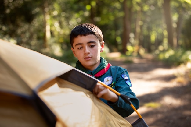 Free photo kids having fun as boy scouts