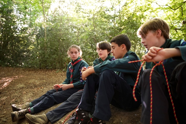 Free photo kids having fun as boy scouts