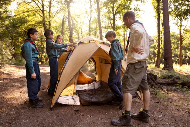 Free photo kids having fun as boy scouts