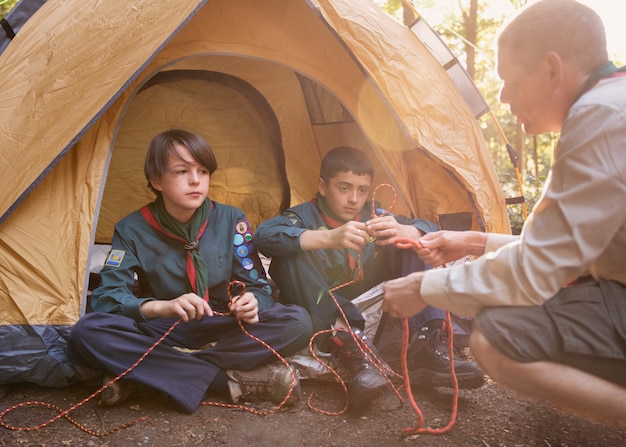 Free photo kids having fun as boy scouts