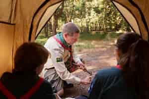 Free photo kids having fun as boy scouts