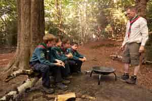 Free photo kids having fun as boy scouts